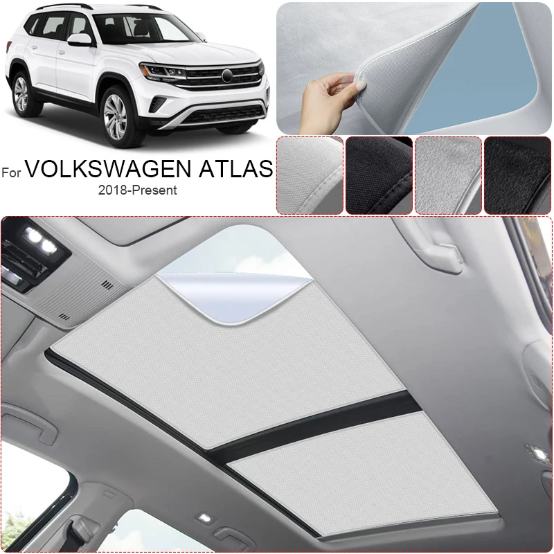 Car Suede Fabric Electrostatic Adsorption Sunroof Sunshade For VOLKSWAGEN ATLAS 2018-2026 Auto Anti-uv Heat Insulation Skylight