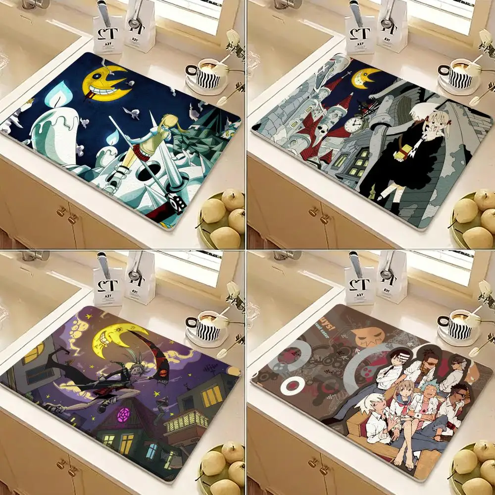 Classic Anime S-Soul Eater Floor Mat Diatomite Floor Mat Fast Drying Odor Resistant Non Slip Bath Kitchen Mat