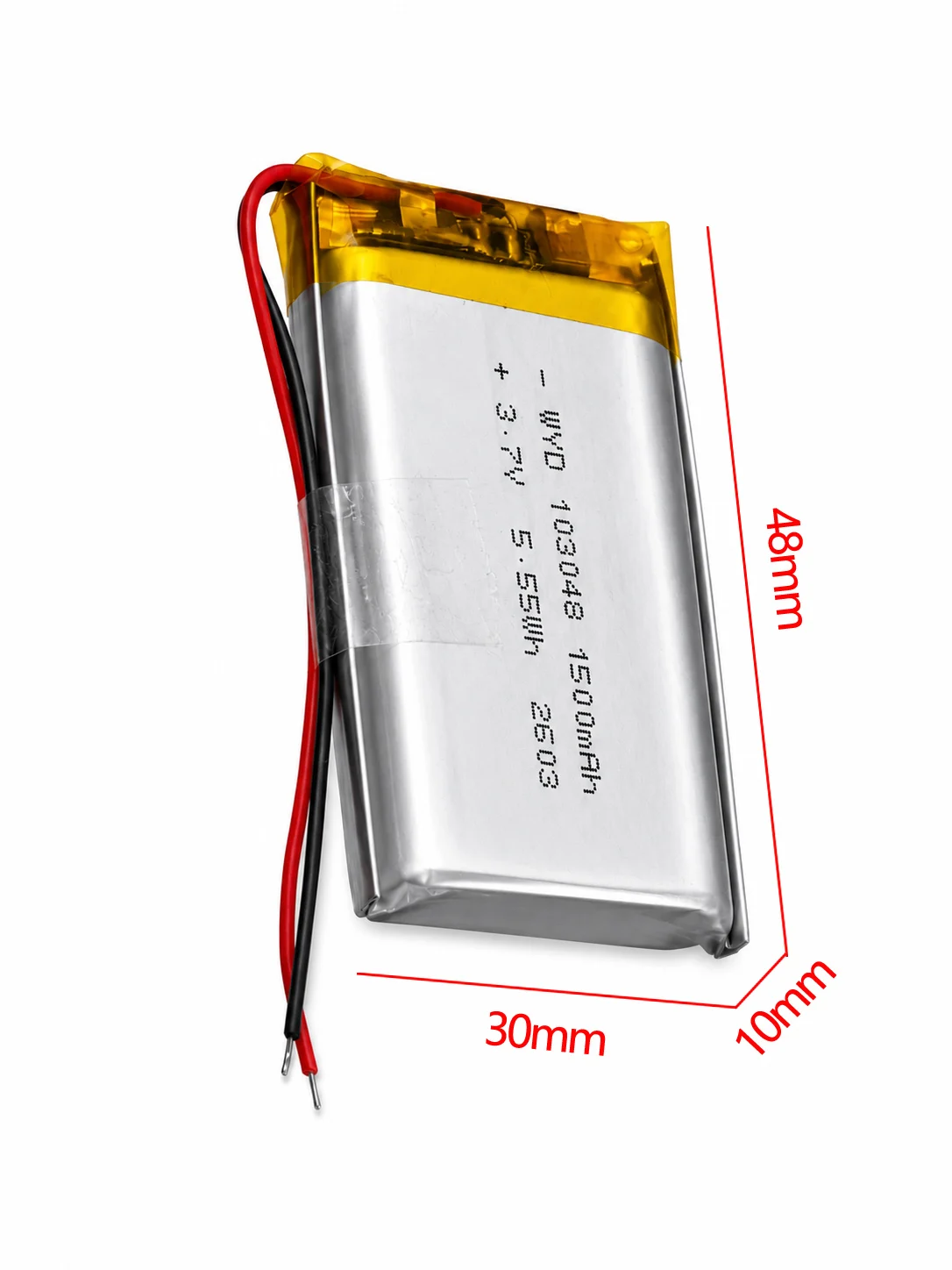 3.7V 103048 1500mAh Rechargeable Lithium Polymer Battery Replacement DIY Batteries for Headlight Camping Lamp Audio Massager