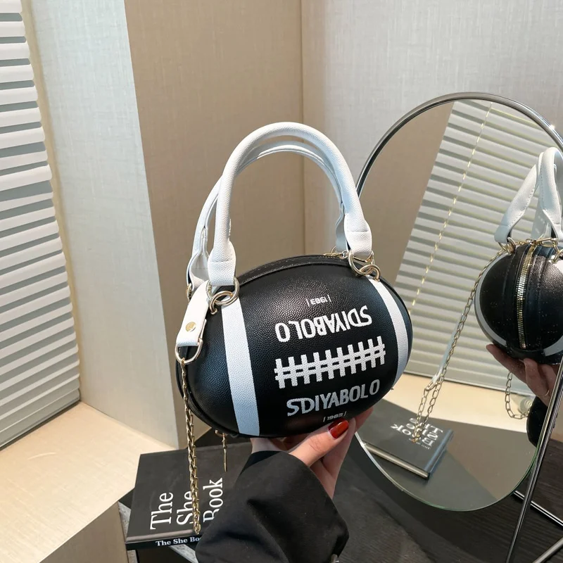 Women's Fashion American Football Style Crossbody Bag Rugby Style Shoulder Purse Designer Ball Novelty Handbag for Girls