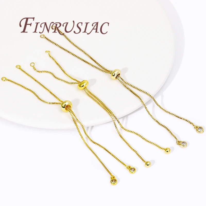 12CM 18K Gold Plated Adjustable Chains Bracelets Accessories,Slider Extender Chains with Ball Ends For Jewelry Making