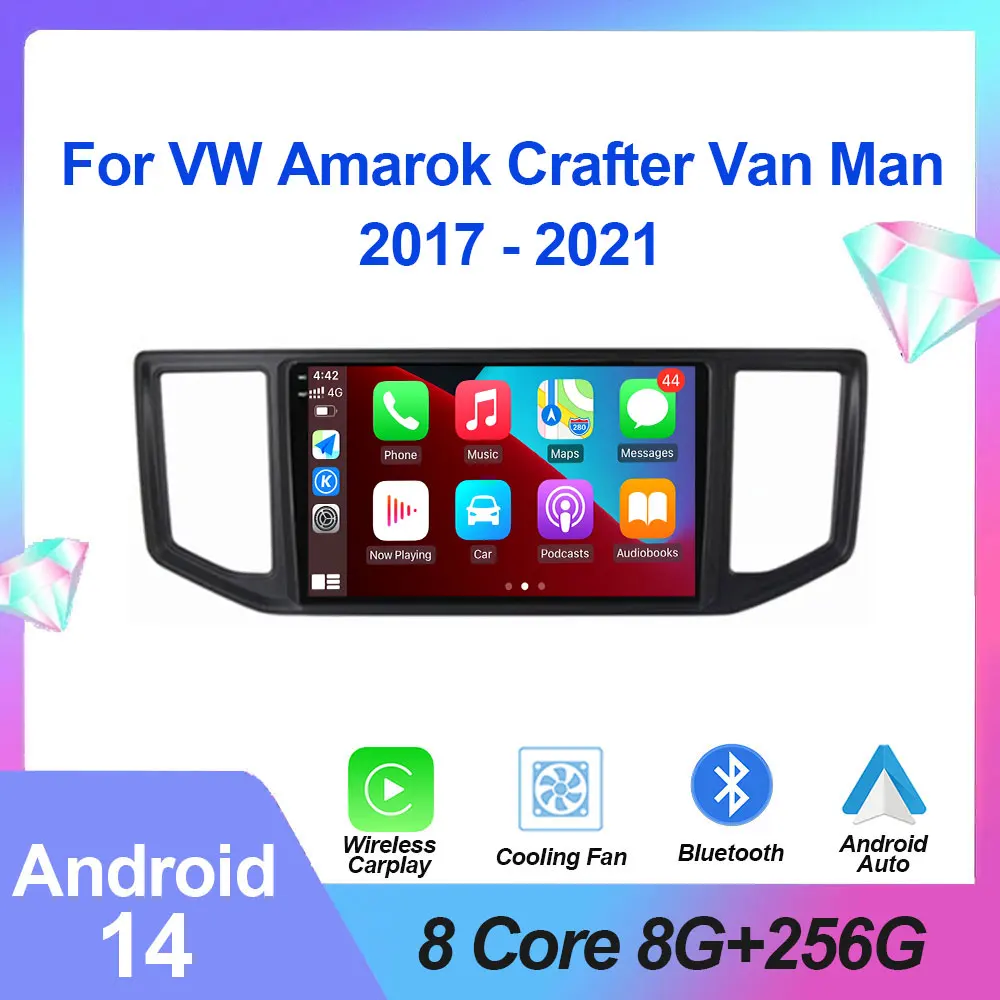 

Android 14 For VW Amarok Crafter Van Man 2017 - 2021 Car Radio Multimedia Video Player GPS Navigation Carplay Auto QLED WIFI