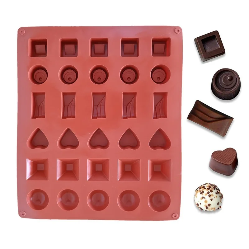 Silicone 30 with 6 Shapes Chocolate Mold Insert Candle Fondant Glue Biscuit Mold Jelly Pudding Mold Fondant Straw Topper  Molds