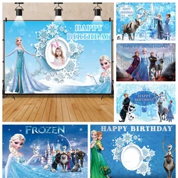 Disney Elsa Anna Princess Frozen Girls Birthday Party Banner Backdrop Custom Ice Castle Baby Photography Poster Decor Background