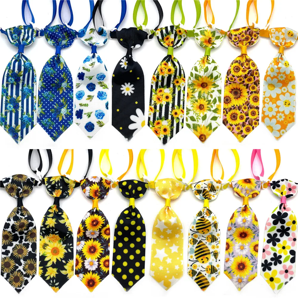 

30/50pcs Spring Dog Bow Ties Small Dog Grooming Accessories Sunflowers Pattern Pet Supplies Dog Bowtie for Small Dog Supplies