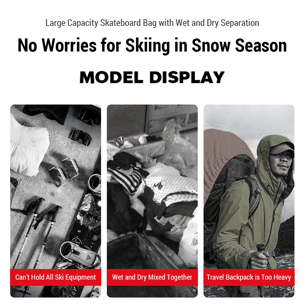 حقيبة على الجليد مع حزام كتف، حقيبة سفر للتزلج، حقيبة قماش أكسفورد على الجليد مع حزام كتف قابل للتعديل