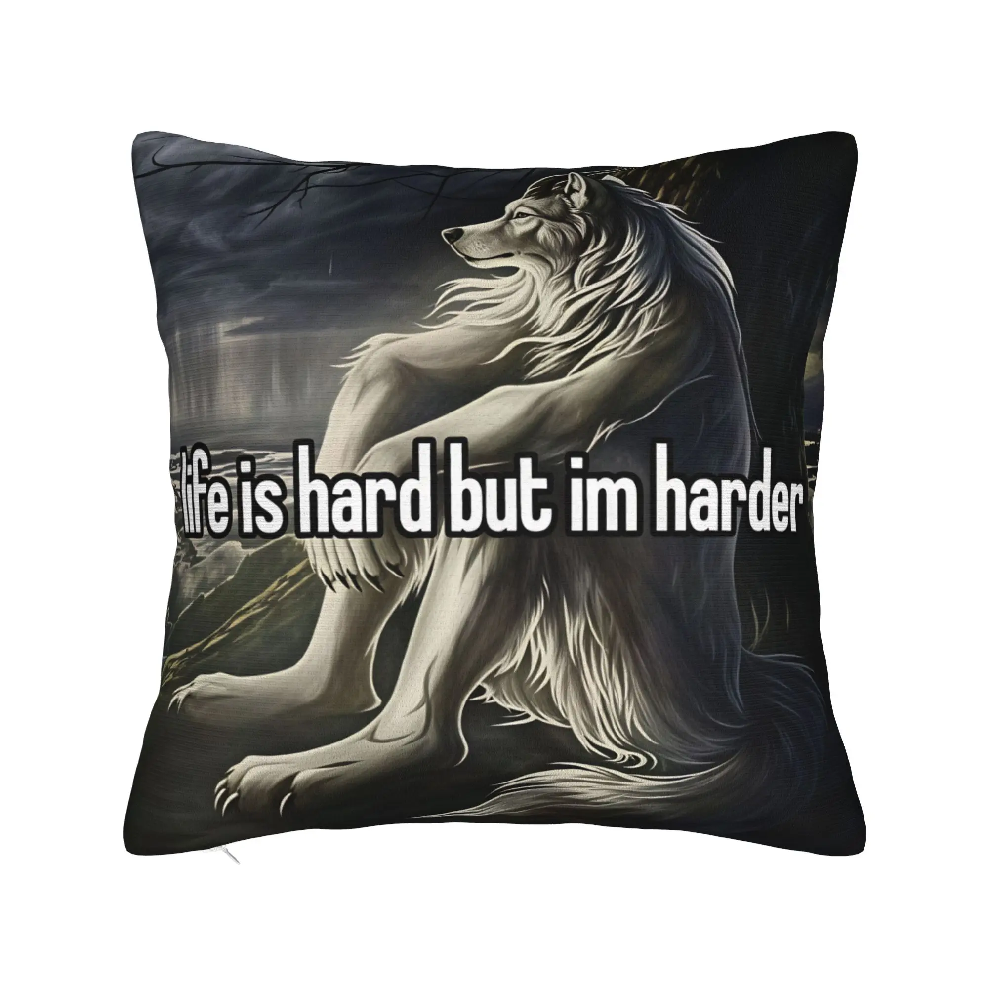 Storm Wolf Contemplation Pillow Cover  Square Cushion Cover Funny Pillow Case For Wedding Party Home Decor