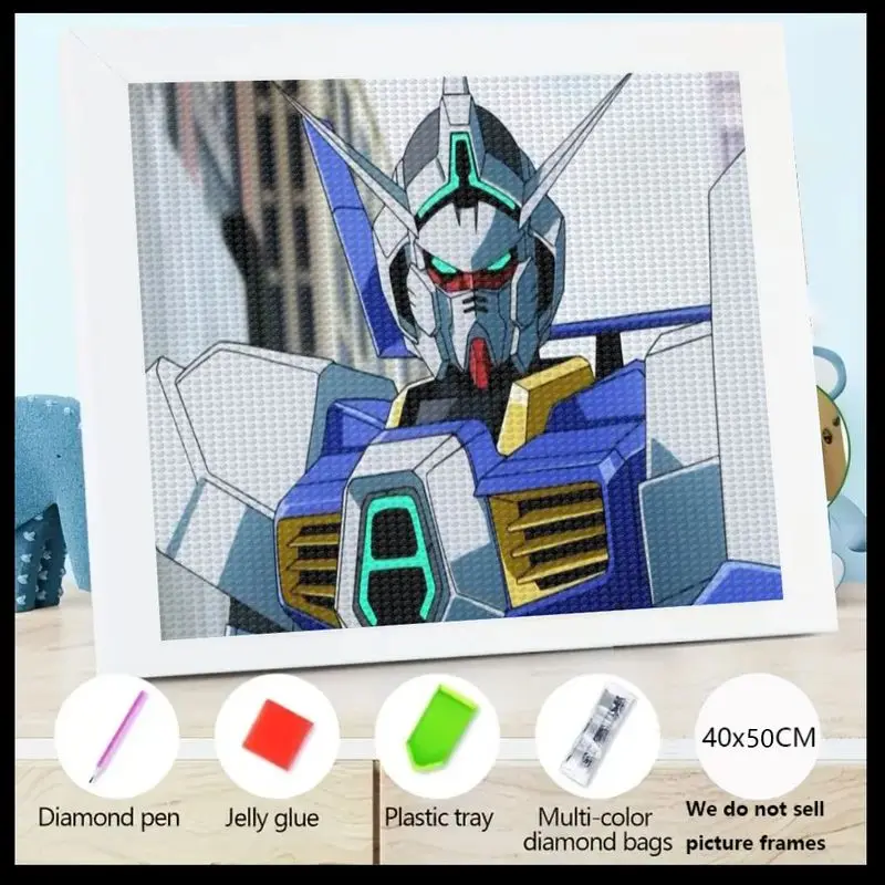 

1 шт. 5D набор алмазной живописи, робот Gundam Mecha, аниме-арт, сделай сам, полная дрель, вышивка кристаллами и стразами, полный набор для рукоделия для