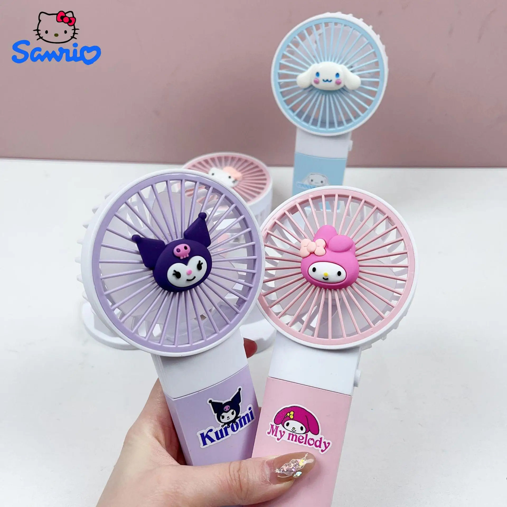 

Sanrio, Hello Kitty милый мини-Веер моя мелодия аниме Kawaii милый мультфильм Cinnamoroll Kuromi батарея Портативный Ручной Веер подарки