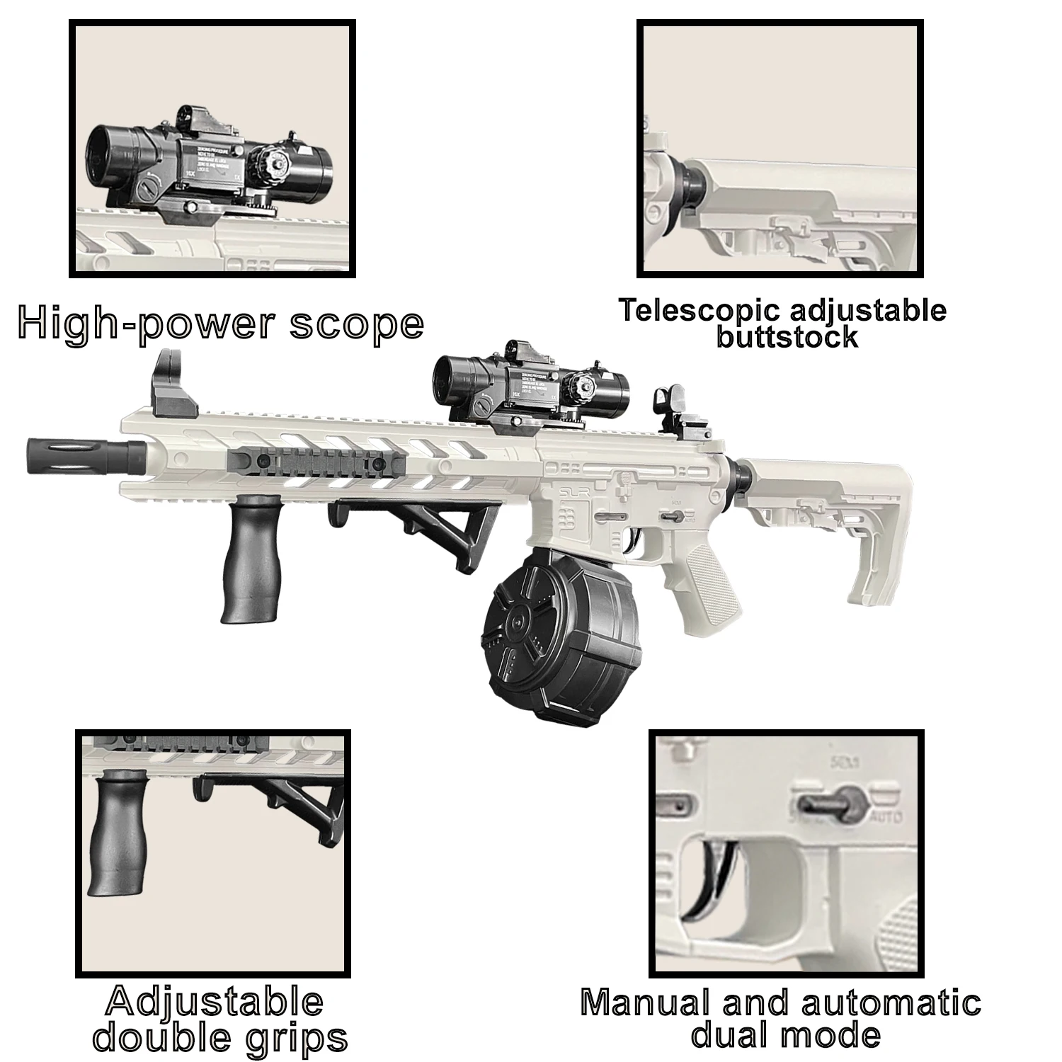 M416 gelbal speelgoedpistool, handmatige elektromodus, kan 7-8 mm Orbeez brandt, geschikt voor buitenspellen voor jongeren, Kerstmis, Halloweenfestival
