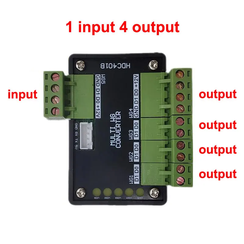 Wiegand Signal Format Converter 4In 1out / 1In 4out Multi Channel Auto Recognize WG26~WG80 Format Suit For Access Control System