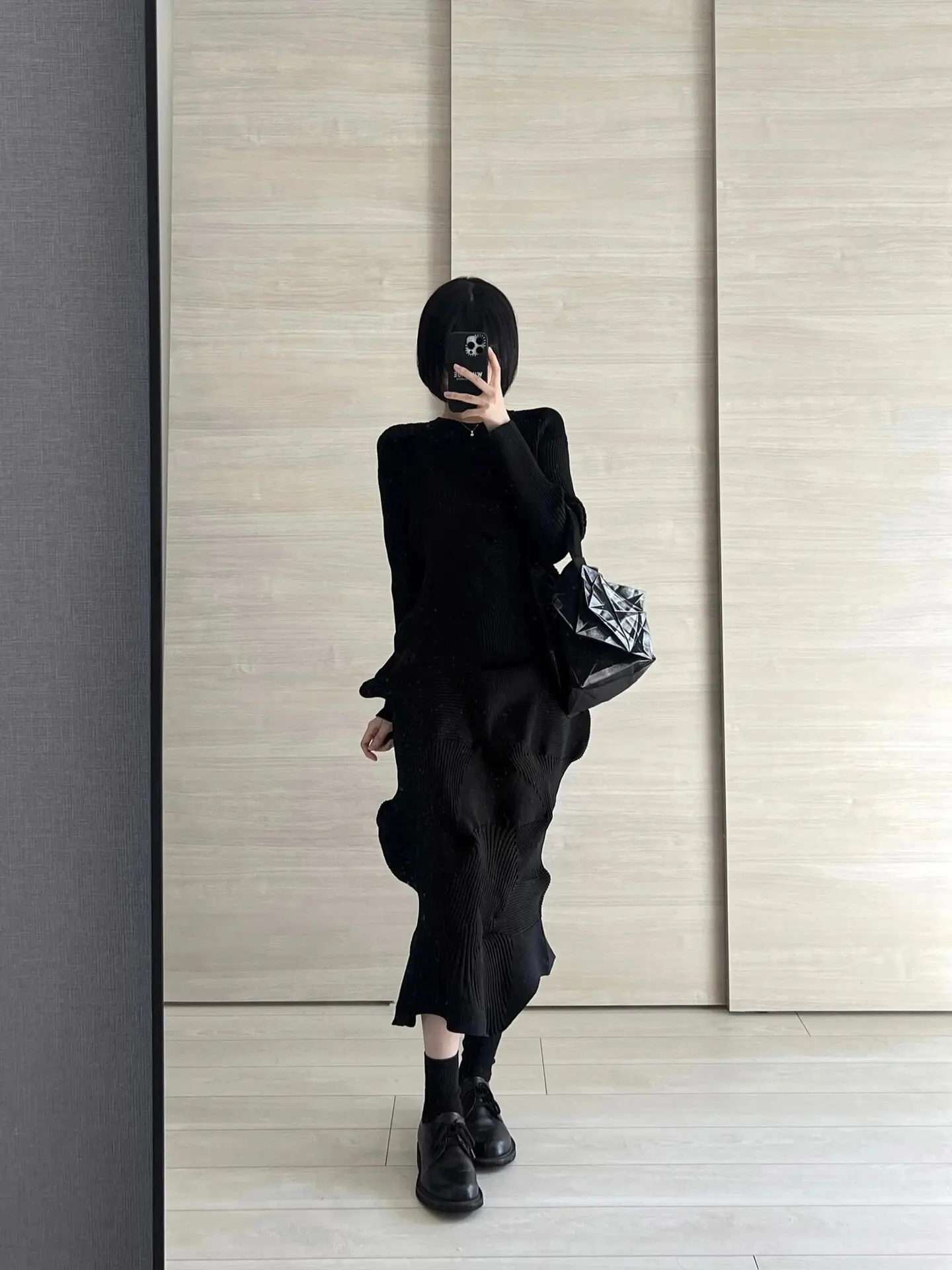 

Autumn Winter Woolen Knitted Dress Knee-Length Asymmetrical Skirt Long Sleeve Simple Style Women's Fashion Daily Wear