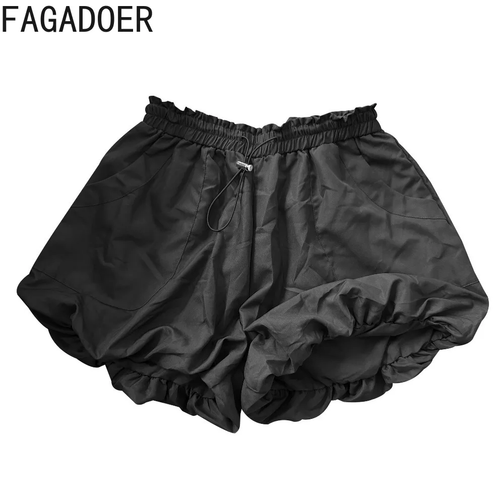 FAGADOER Fashion Y2K pantaloncini elastici a bolle tinta unita donna vita alta Puff Mini pantaloncini estate New Pop pantaloni corti Bottoms 2024