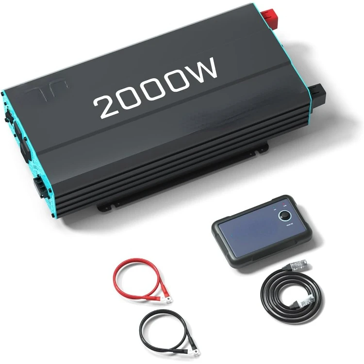 2000W Pure Sine Wave Inverter 12V DC to 120V AC Converter for Home, RV, Truck, Off-Grid Solar Power Inverter 12V to 110V