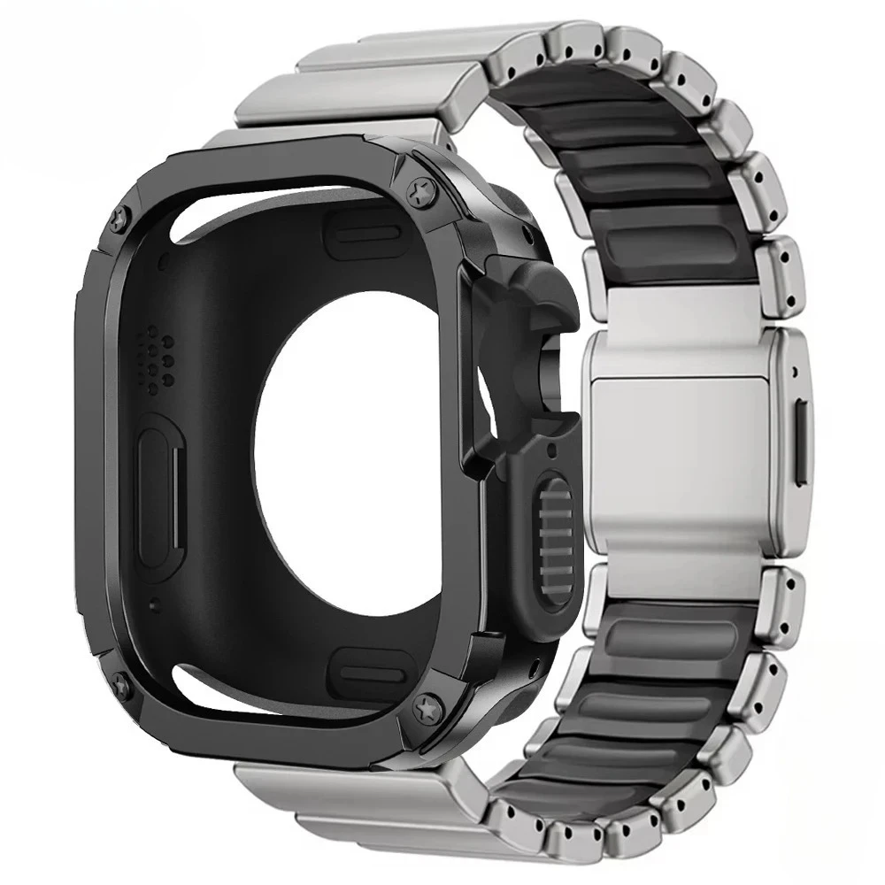 

Titanium Strap+Soft Case for Apple Watch Ultra 3 49mm Magnetic Sport Band for Iwatch Series 11 10 46mm 9 8 7 6 5 4 SE 45 44mm