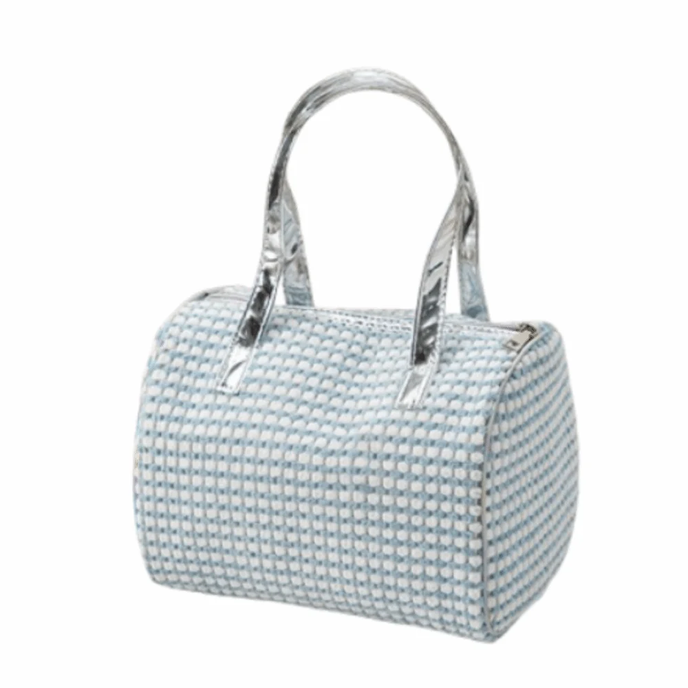 

Portable Women's Handbag Soft Double Handle Travel Makeup Bag Plaid Pattern Large Capacity Casual Cosmetic Pouch Vacation