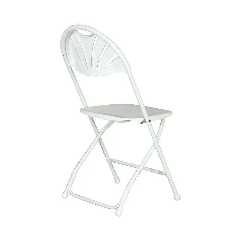 Commercial Grade White Plastic Folding Chair Sturdy Steel Frame Triple Rivet Brackets Easy Clean Indoor Outdoor Seat Lightweight