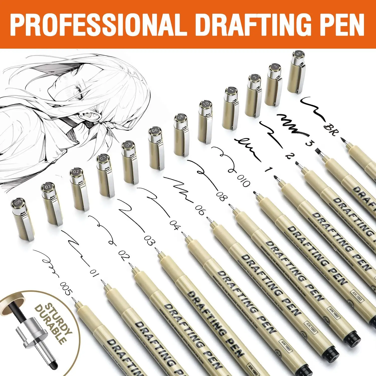 

6/9/12-Pack Fine Line Markers Plastic Drawing Pens Fine Tip Art Pens Compatible for Writing and Sketching Different Tip Sizes Bl