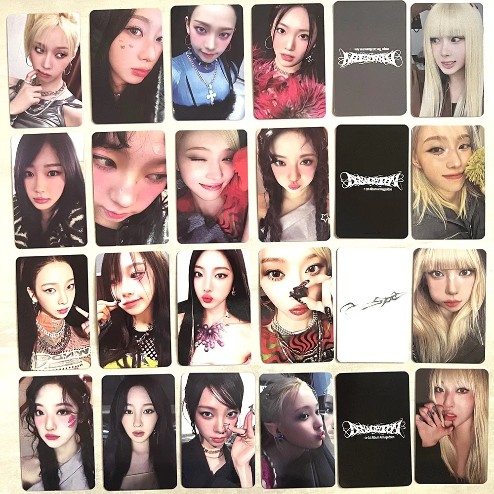 Kpop idoli Winter Giselle il 1 ° Album Armageddon Photocard 4 pz/set stampa su due lati collezione di Fan di carte LOMO in stile coreano