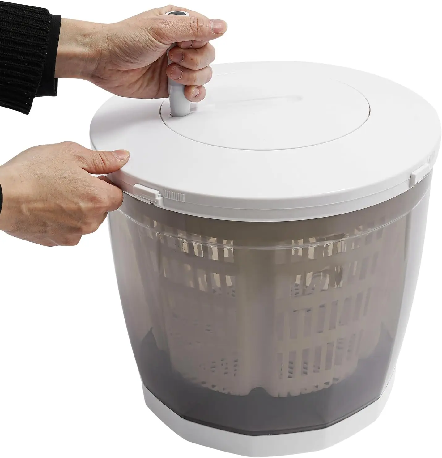 2 in 1 Hand Crank Washing Machine, Non-Electric Washer Manual Traveling Outdoor Washing Machine Grey, Mini Compact Washer Spin Dryer for RV Travel