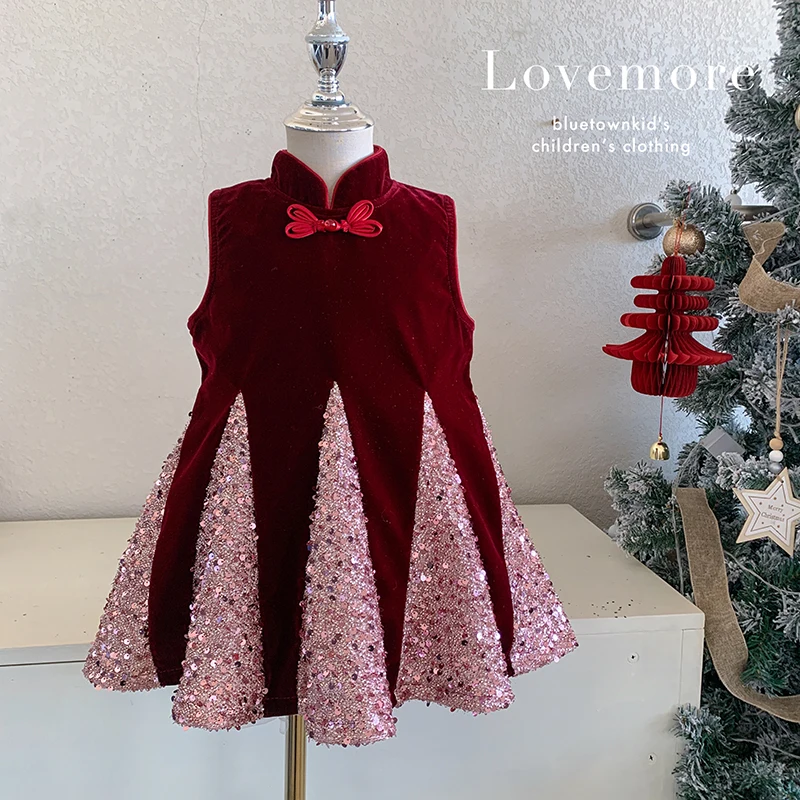 Abrigo para Niñas con Forro, Color Rojo, Otoño Invierno, Nuevo, Cálido, Cómodo, Estilo Tradicional Chino, Abrigo para Niñas...