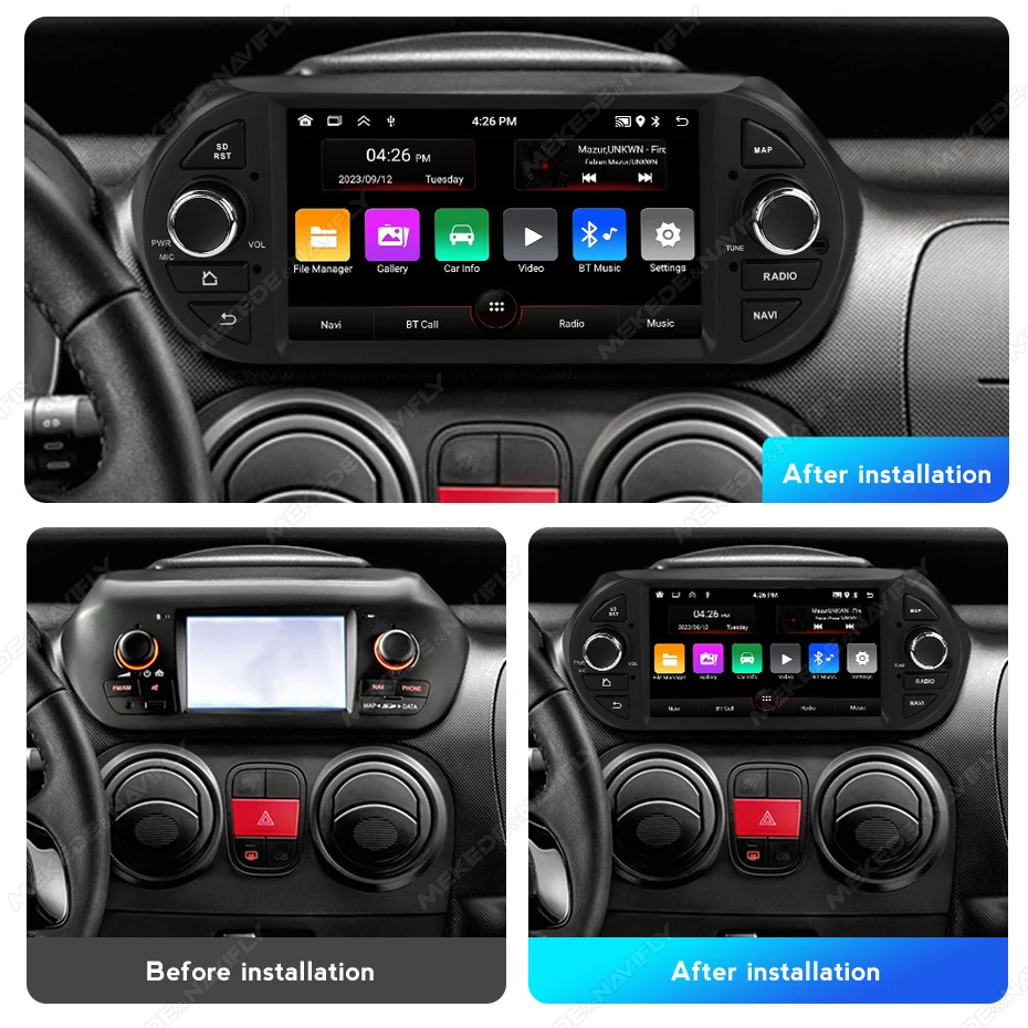 MEKEDE 7inch For Fiat Fiorino Qubo Citroen Nemo Peugeot Bipper Car Radio Multimedia Player Video Navigation Carplay GPS Autorad