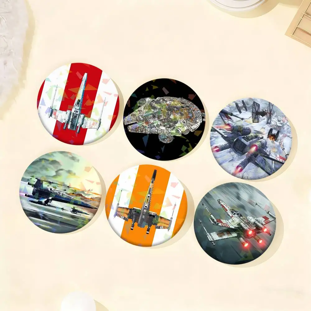 S-Star W-Wars Plane Fighter Badge Set Glass Shine Brooches Lapel Backpack Costume Gifts Decoration birthday