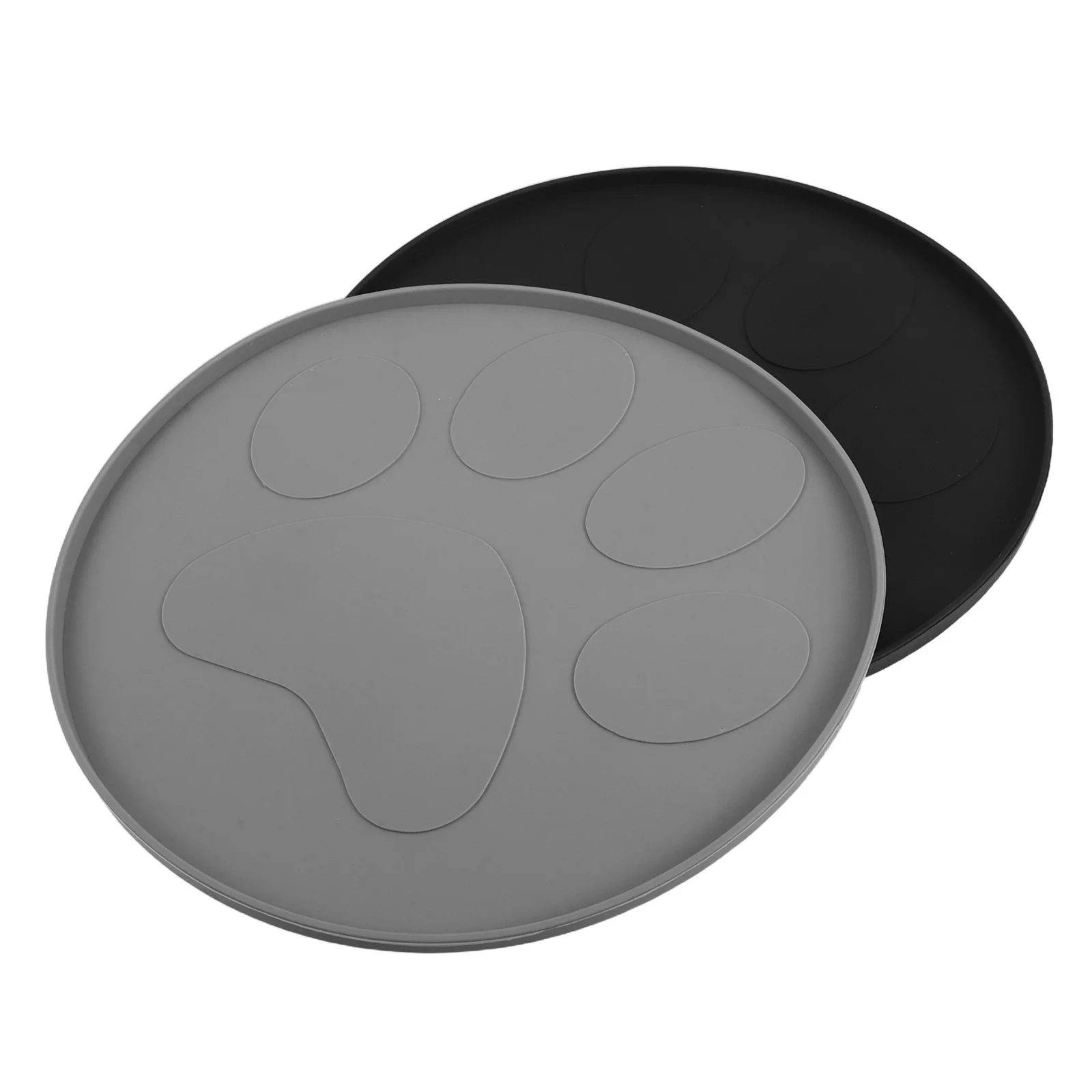 

2pcs Pet Feeding Mat Waterproof Raised Edge Non-Slip Base For Cat Dog Slow Feeder Bowl Mats Leak Proof Floor Protection Paw