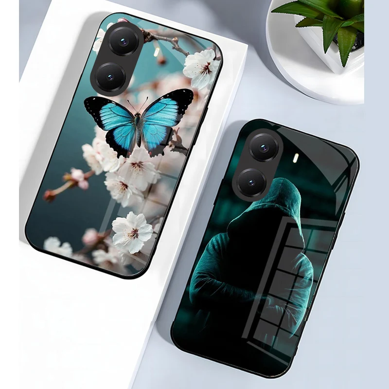 Luxury Tempered Glass Case For Poco X7 Pro PocoX6 F6 X5 Pro Case Hard PC Shockproof Protector Cover Poco X6 Pro Cartoon Capa view 5
