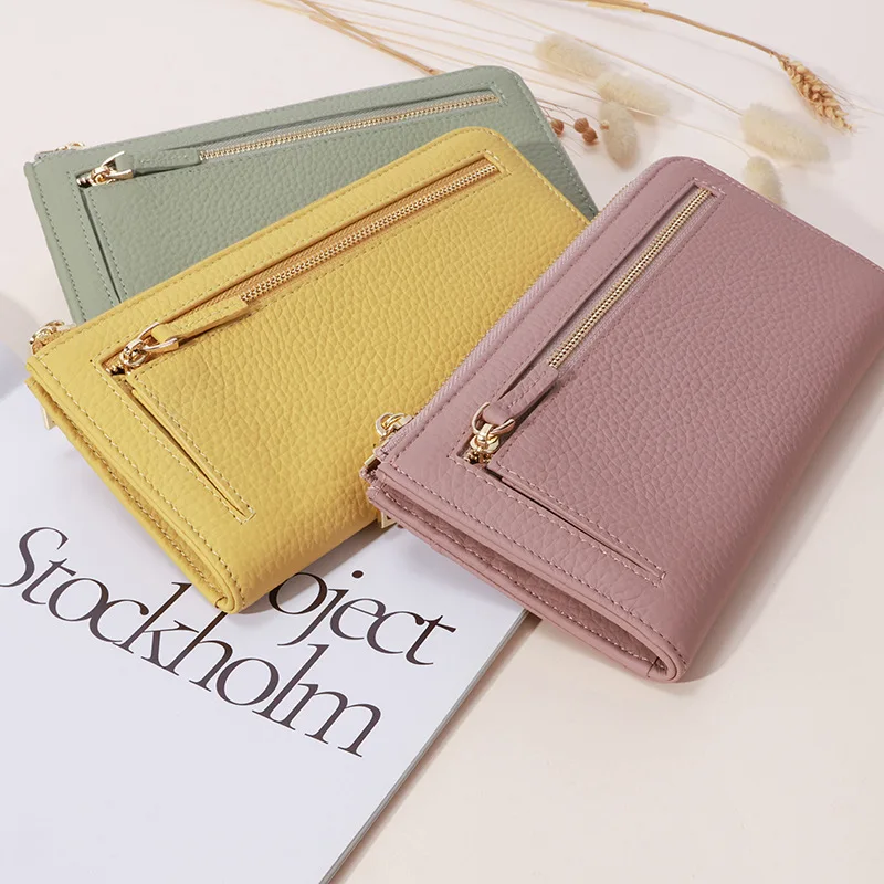 Western RFID Bocking Cowhide Leather Women Wallet Large Capacity Zipper Coin Purse for Ladies