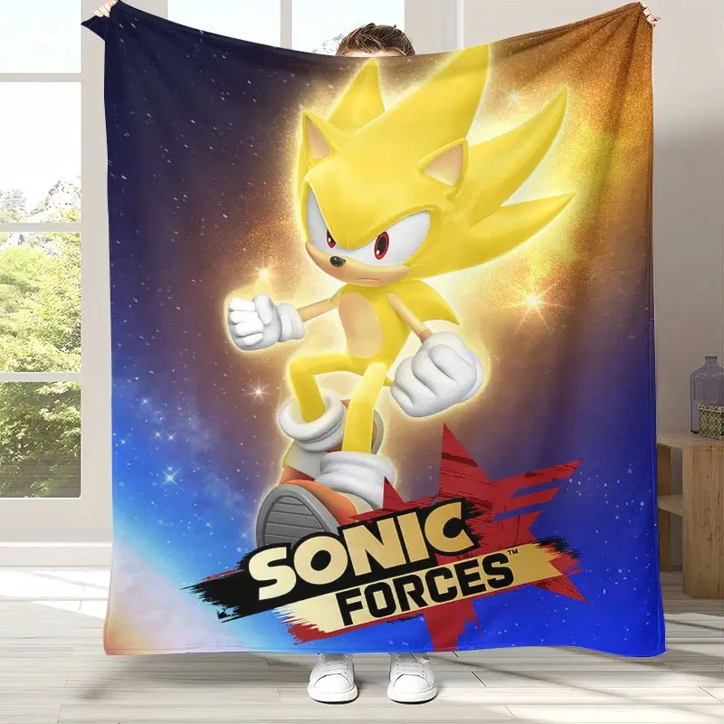 Cartoon S-Sonic Rings K-Knuckles Game Flannel Throw Blanket,Cozy Warm Blanket for Bed,Sofa,Living Room,Picnic,Camping,Home Decor