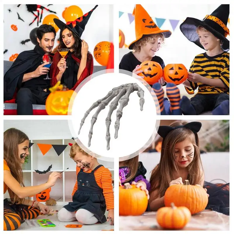 Halloweenowa szkieletowa kość spinki do włosów zabawny kształt kości dłoni szkieletowa spinka do włosów na rekwizyty na Halloween gotycki design ciemny styl