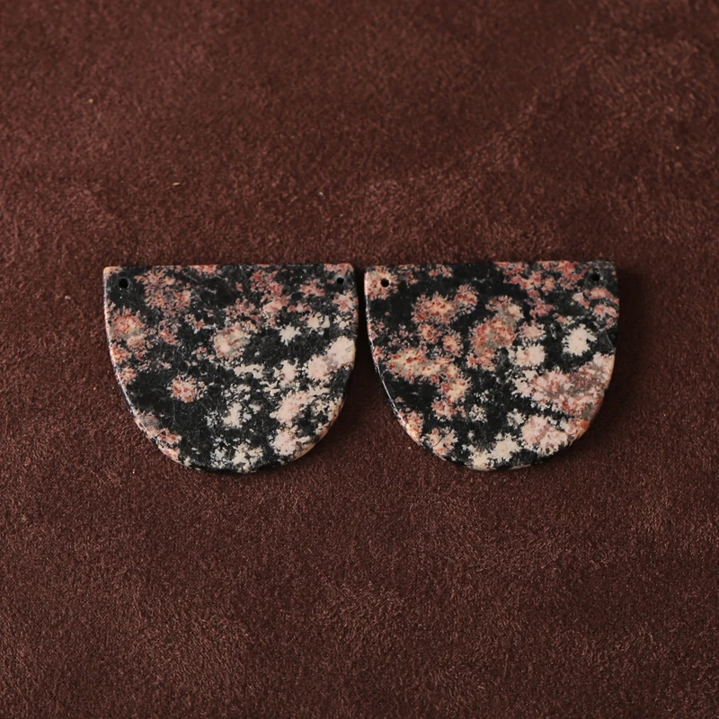B&F Snow Flake Obsidian Semicircle Double Hole Earring Beads 35x29x3mm 11.6g for Jewelry Making