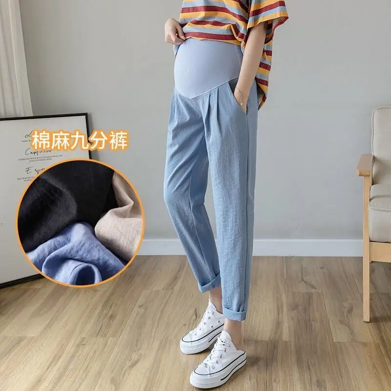 Pregnant Women\'s Pants Summer Thin Outwear Summer Abdominal Care Loose Casual Feet Nine Cent Pregnant Women\'s Pants