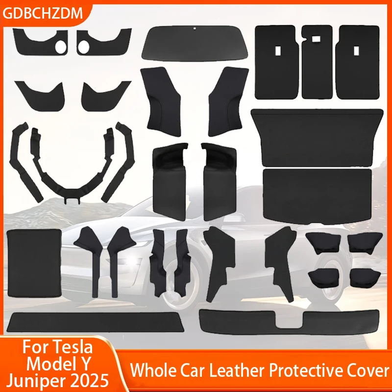 

Suitable For Tesla Model Y Juniper 2025 Doors Luggage Compartment Corner Guards Door Sills Leather Decorative Protective Covers