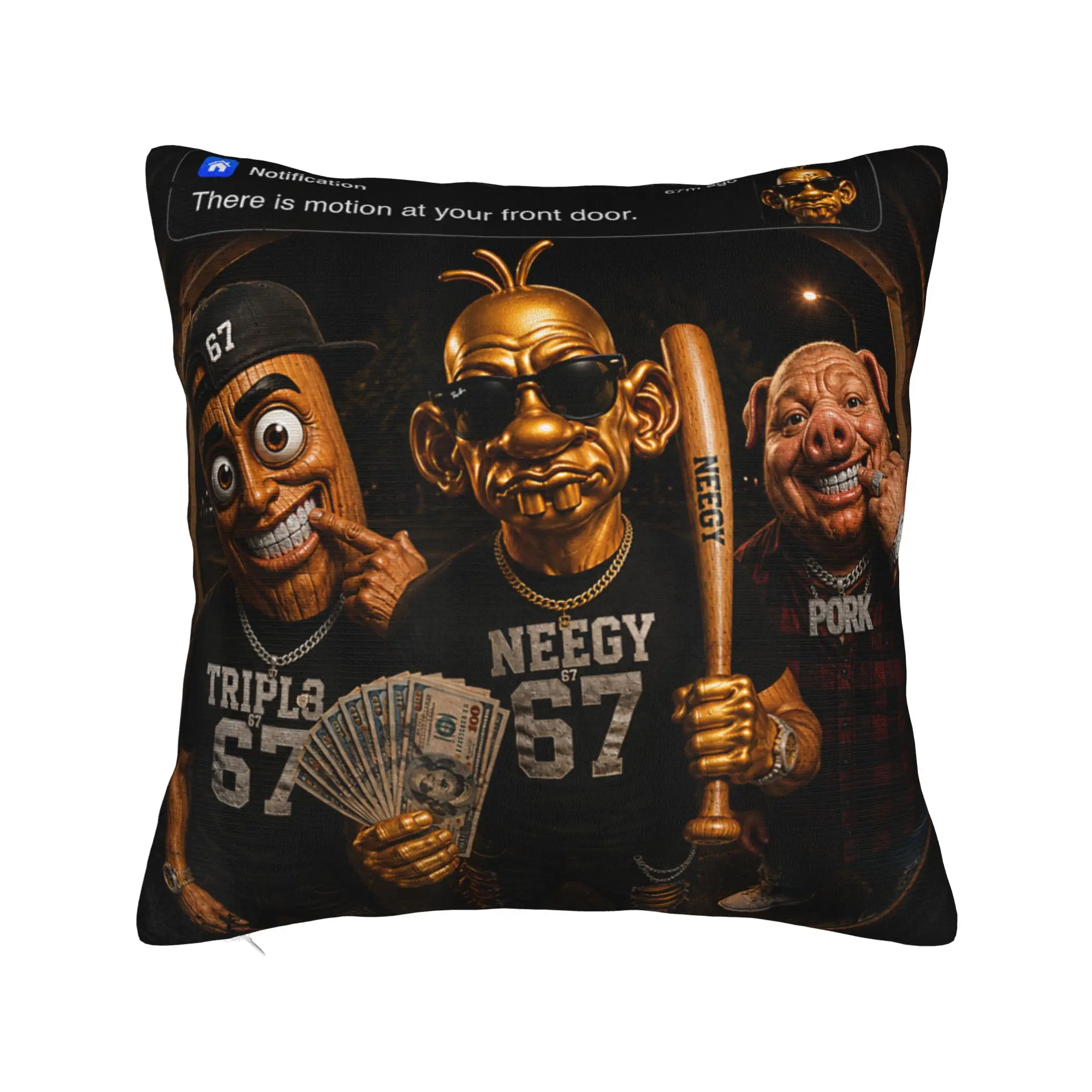 Tung Sahur John Pork Neegy Doorbell Meme Theres Motion Meme Pillow Case Print Pillow Cover Pillowcases For Couch Sofa Bedroom
