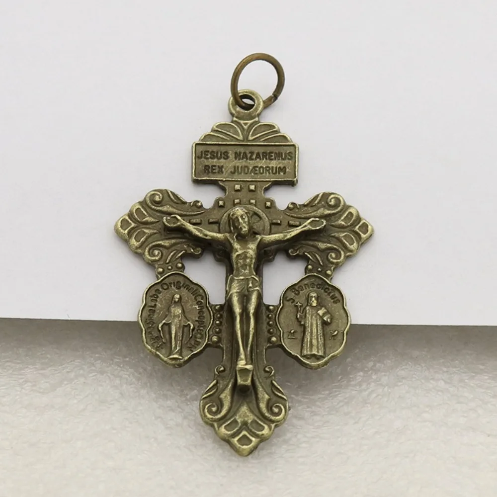 

6Pcs Alloy Catholic Crucifix Multipurpose Meaningful Pardon Crucifix High Quality with Medal Design Catholic Rosary Parts