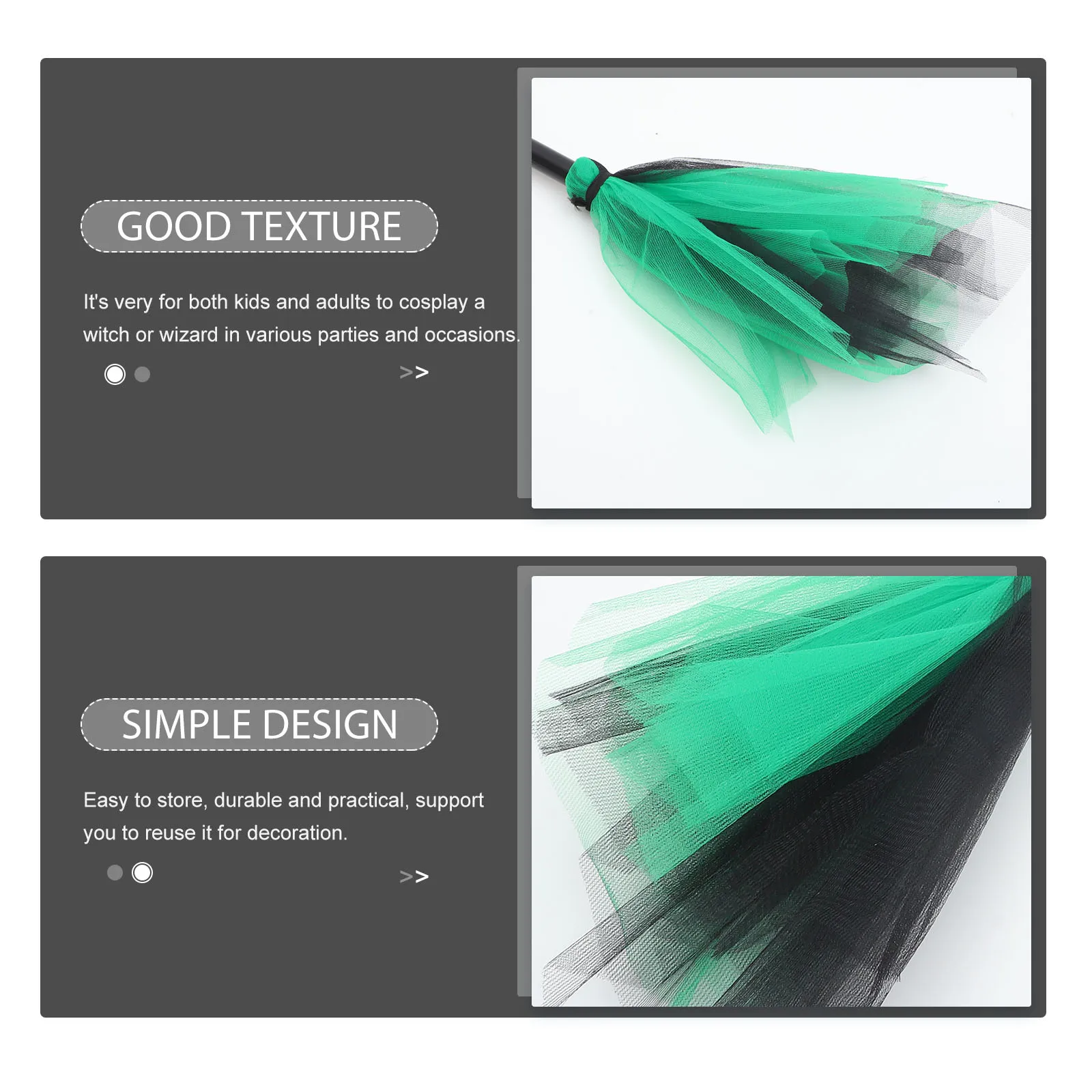 

Creative Halloween Witch Broom Prop Besom For Party Costume Accessories Home Decoration Plastic Gauze Ornament