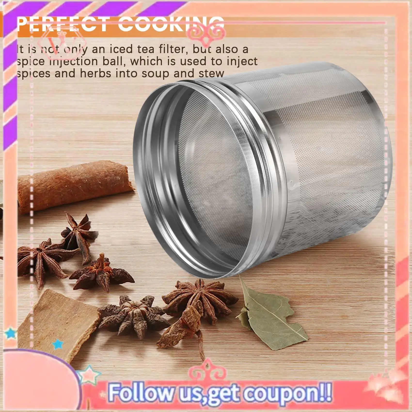AT84-2 Pack Large Tea Ball Infuser For Loose Leaf Tea & Spice Infuser For Cooking, Threaded Lid, Extra Fine Mesh Tea Strainer