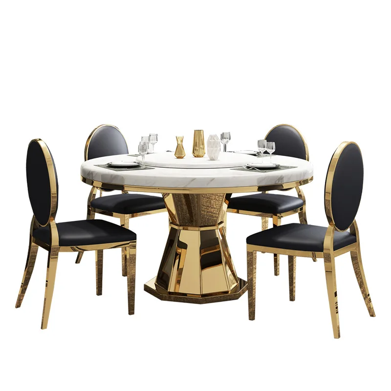 

New light luxury stainless steel hotel marble household table small apartment