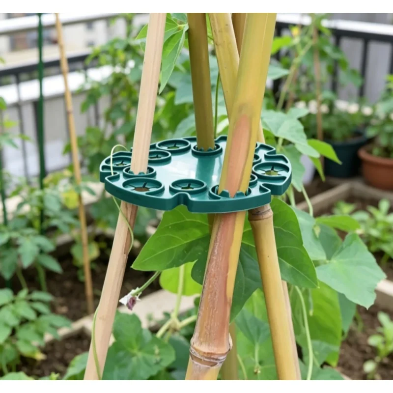 1pc Garden plant support Balcony plant connector with protective tray Bamboo poles Garden climbing stake Plant support connector