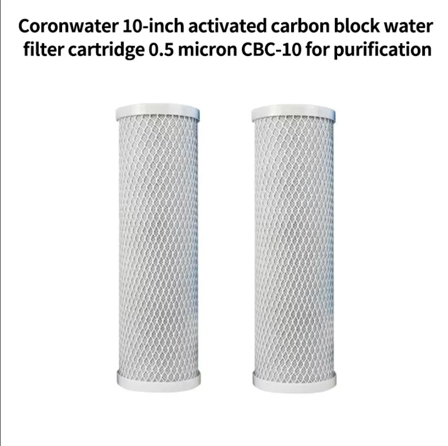 Coronwater 10-inch Activated Carbon Block Water Filter Cartridge 0.5 Micron CBC-10 for Purification