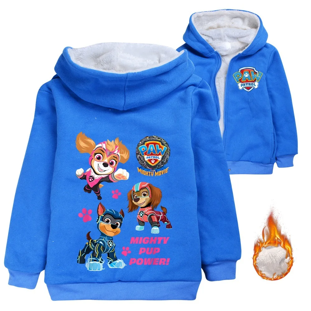 Paw Patrol Thicken Clothes Kids Autumn Hooded Sweatshirts Baby Girls Zipper Jackets Toddler Boys Long Sleeve Coats