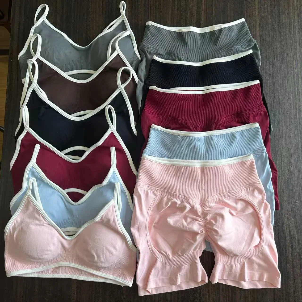 2 peças conjunto de esportes feminino sem costas tanque yoga topos cintura alta scrunch sem costura shorts esporte ginásio conjunto treino