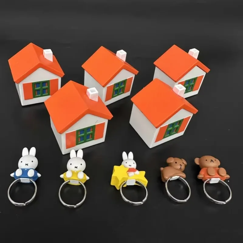 Japan Cartoon Anime Cute Miffys Ring Toys Small House Storage Box Action Figure Model Doll Toys Collect Ornaments Kids Gifts