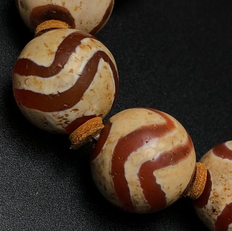 Ancient Tibetan DZI Beads Old Agate Water Stripe Beads Amulet Hand String