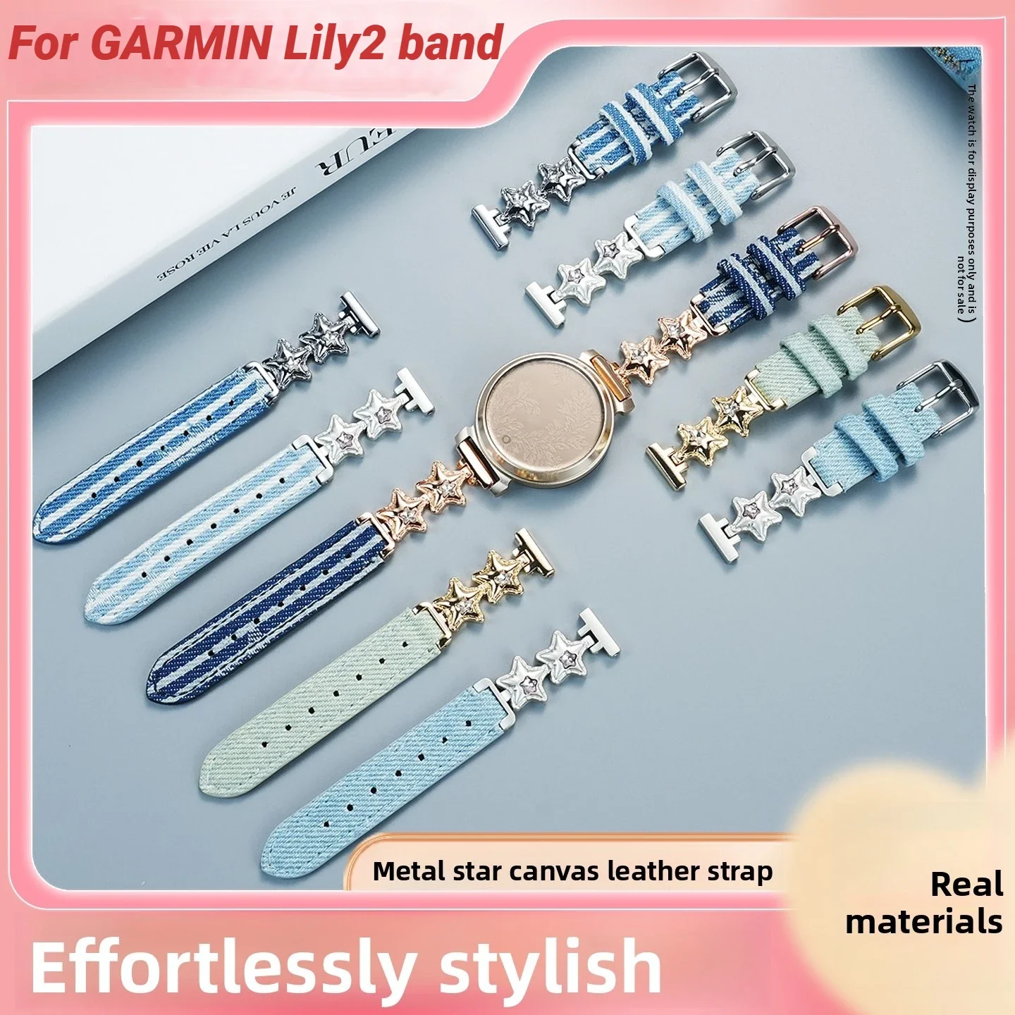 Star Metal denim Quick release bracelet For garmin GARMIN new watchband women's watch Lily 2 girls smart Fashion strap 14mm