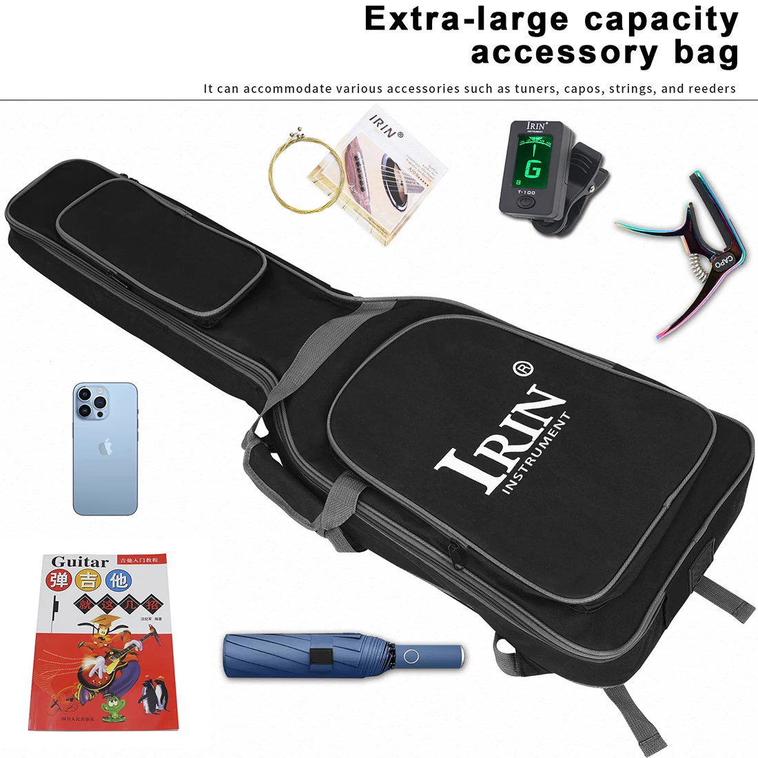 IRIN حقيبة الغيتار الكهربائي 10 مللي متر سميكة 33 أكسفورد القماش اللؤلؤ القطن الغيتار الكهربائي حقيبة الظهر مقبض حقيبة الغيتار الملحقات #4