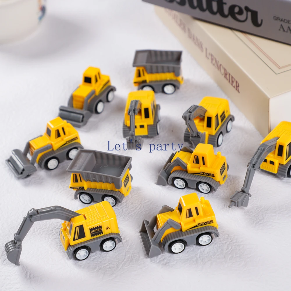 10Pcs Mini Construction Engineering Vehicle Excavator Pull Back Car Toys for Kids Birthday Party Favors Pinata Filler Treat Bag