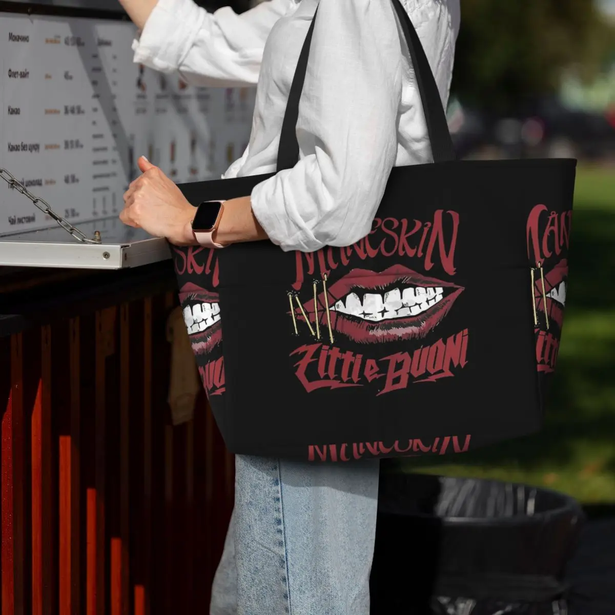 

Vintage Maneskin Rock Band Beach Tote Bag Sport Gym Yoga Duffle Large Tote Bag Women Travel Bag Fitness bag